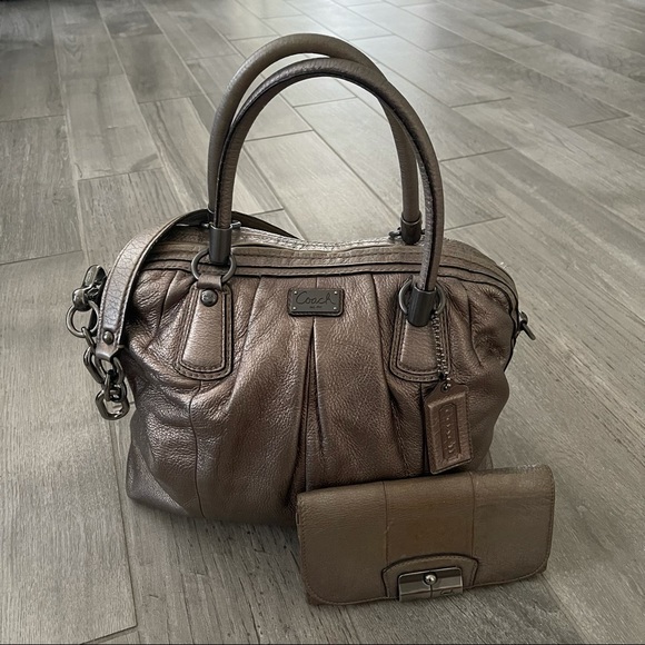 Coach Handbags - Coach Metallic Kristin Tote Satchel Bag